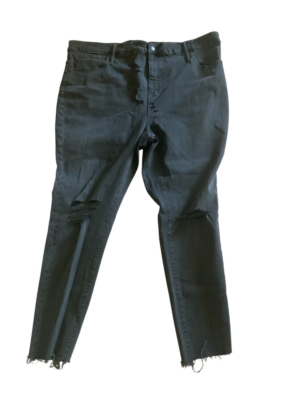 Madewell Curvy Hi Rise Skinny Jeans Women's 37 Black Style H6389 Distress